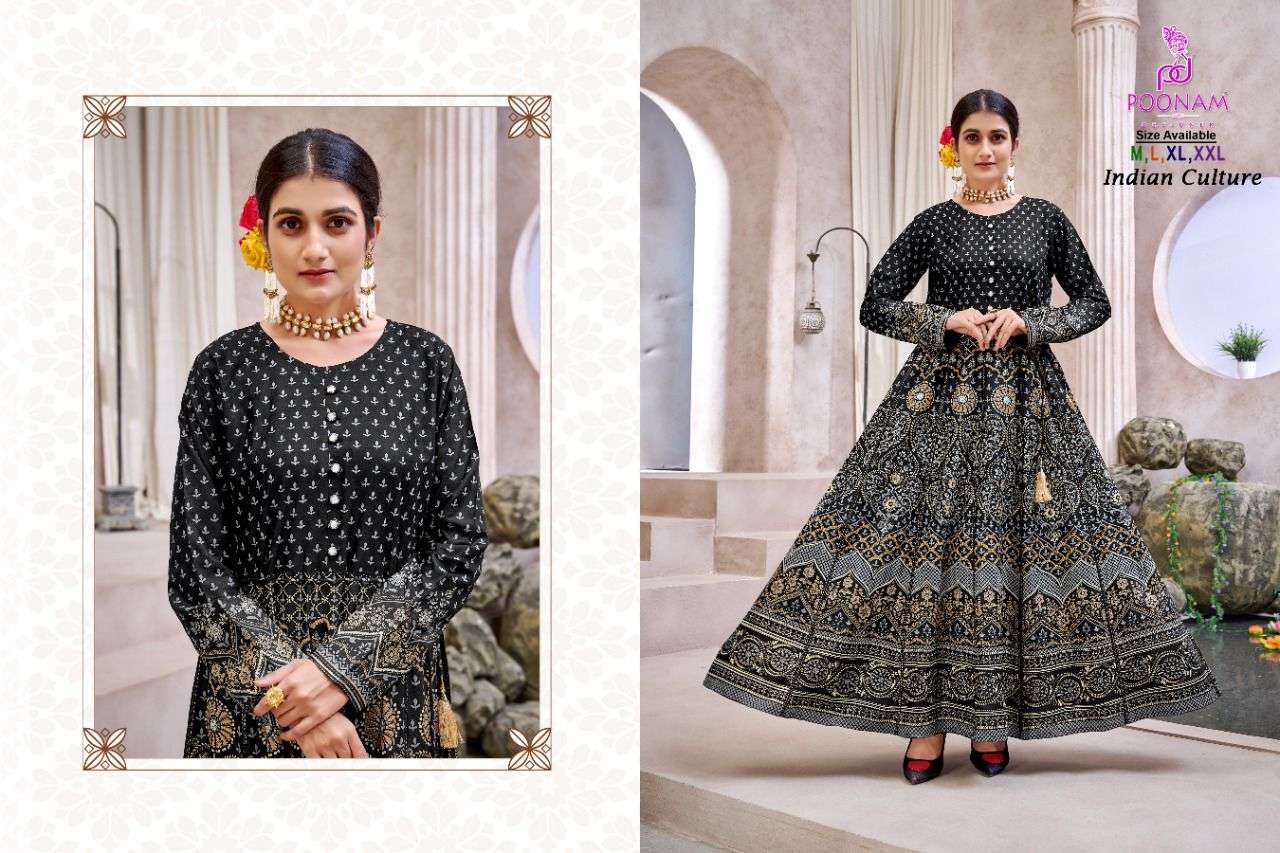 POONAM DESIGNER BY SMIT CREATION 1001 TO 1005 SERIES BEAUTIFUL STYLISH FANCY COLORFUL CASUAL WEAR & ETHNIC WEAR HEAVY RAYON PRINT GOWNS AT WHOLESALE PRICE